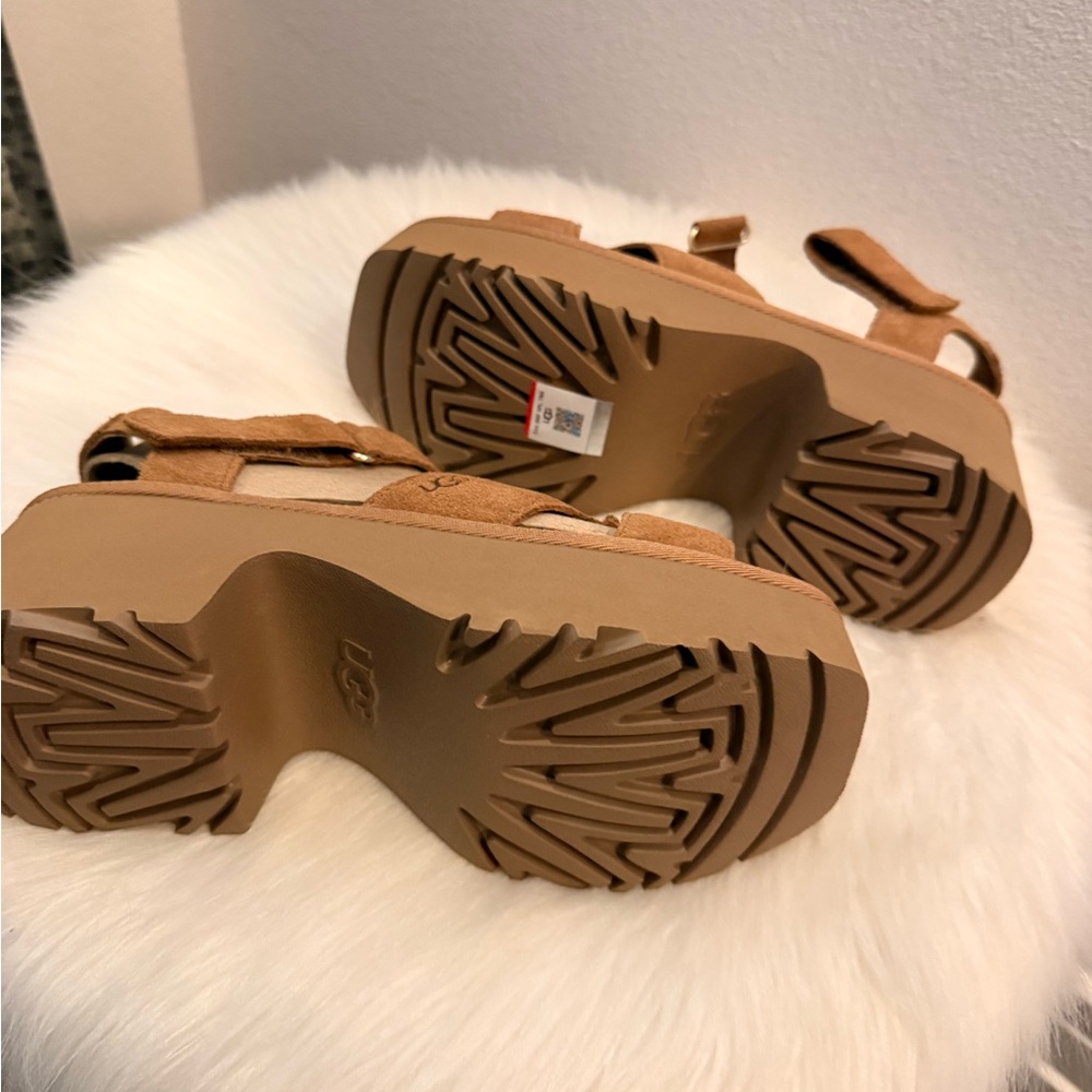 UGG Women's Brown Suede Platform Sandals - Picture 6 of 7